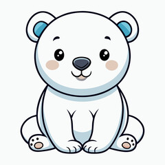 Fototapeta premium Cute cartoon polar bear cub sitting illustration Vector, illustration