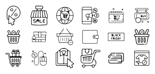 Cyber Monday Line Icon Shopper Edition