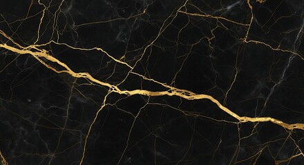 Elegant Black Marble Texture with Luxurious Gold Veins for Premium Background and Modern Design
