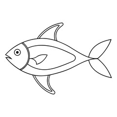 Outline drawing of a simple fish icon Vector, illustration