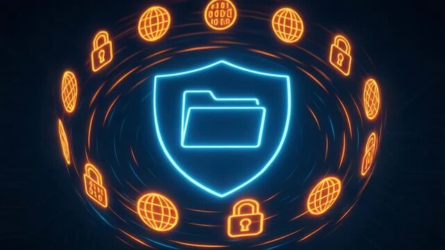 A digital representation of cybersecurity with a shield and padlocks, highlighting data protection and secure browsing.