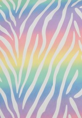 Soft Pastel Rainbow Zebra Print Pattern with White Stripes in Gentle Gradient Animal Design
