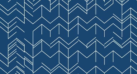 Geometric zigzag pattern of white lines on a navy blue background