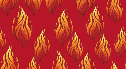 Fire flames pattern on red backdrop