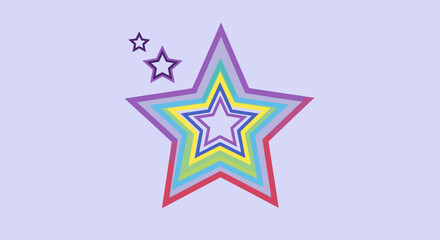 Nested rainbow stars on light purple
