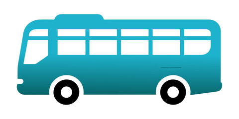 Teal Bus Icon: Gradient Vector Graphic for Public Transportation, School Travel, Commuting, and Journey Planning Apps