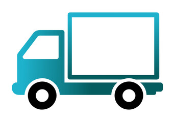 Teal Gradient Delivery Truck Icon: Simple Vector Graphic with White Cargo Box for Shipping, Logistics, and Moving Services