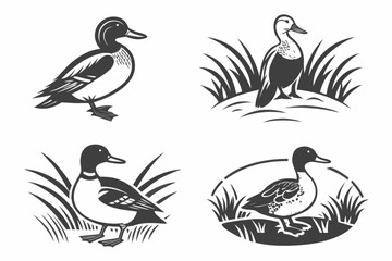 Obraz premium Minimalist chestnut teal icon set with geometric shapes