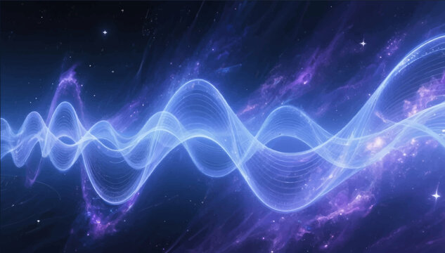 An illustration of the waves of an electromagnetic pulse located in outer space. Vector graphics. EPS.