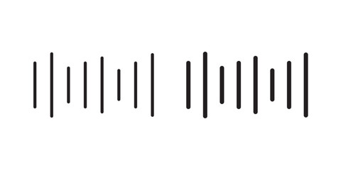 Audio Wave Icon. Audio sound symbol. Audio equalizer icon. Sound wave logo template. Vector illustration with stroke and fill on a white background.