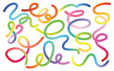 Playful colorful gradient swirls and loops on a white background create fun designs