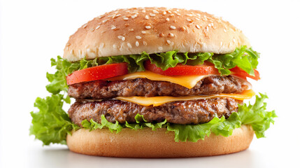 Juicy double burger with fresh toppings in a simple setup