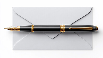 Elegant pen rests on a sealed envelope for special occasion