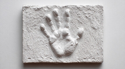 Handprint art made with plaster at a creative workshop