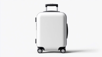 Stylish white travel suitcase with wheels for convenient journeys