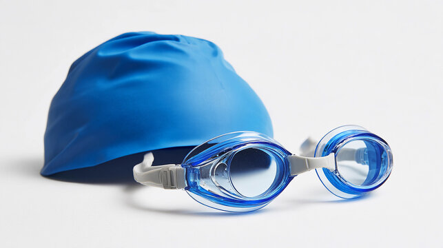 Swim accessories arranged neatly for practice or competition