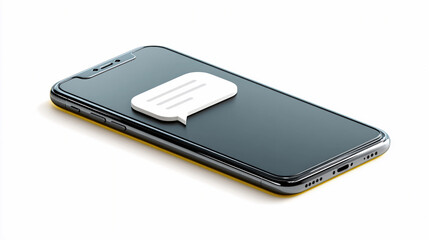 Mobile phone with message notification displayed on screen