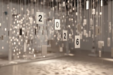 Creative display of floating numbers in an art installation featuring various designs in a contemporary gallery setting 2026