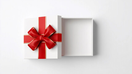 Colorful gift box with red ribbon on a white background