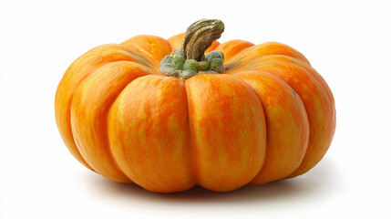 Obraz premium Bright orange pumpkin resting on a white surface in autumn season