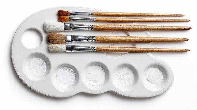 Creative tools arranged neatly on an artist palette ready for painting