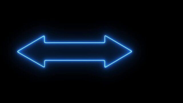glowing pink and blue color double direction arrow on transparent background .Animation of seamless loop. Abstract directional neon arrow icon animation, 4K Video motion graphic animation.