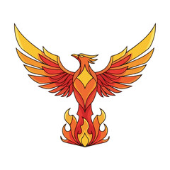 Fototapeta premium Majestic phoenix rising from flames represents rebirth and renewal, a symbol of strength, resilience, and hope for branding, logo design, or inspirational artistic concepts