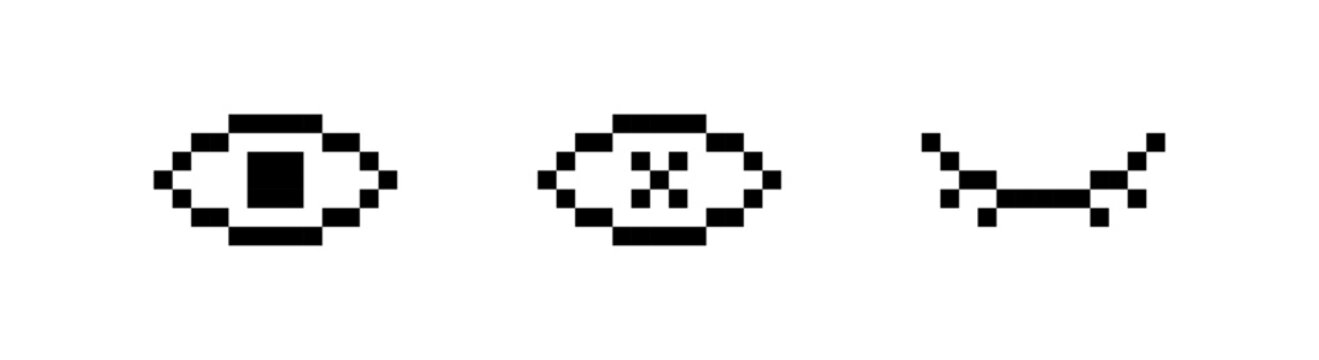 Pixel Eye Icons Set &mdash; Open, Closed, Hidden