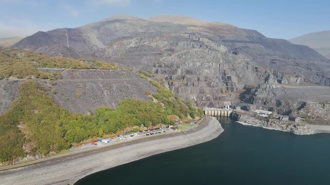 Dinorwig quarry from a drone, Llanberis, Llywelyn, North Wales, UK