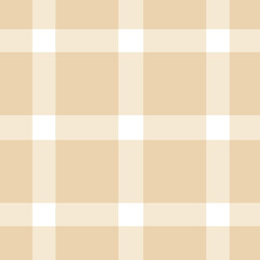 simple seamless plaid pattern featuring wide beige horizontal and vertical bands overlapping white. minimalist tartan, check, or textile background.