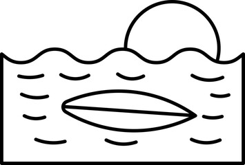 Illustration of Surfboard Riding a Blue Ocean Wave