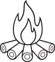 Simple icon of a campfire with burning logs and glowing flames
