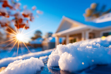 Ultra realistic Modern Solar Panels Installed on a Charlotte North Carolina Home with Snow on the Roof