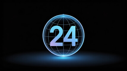 Countdown timer showing 24 hours left in a glowing digital sphere on a dark background, indicating limited time offer or special event promotion