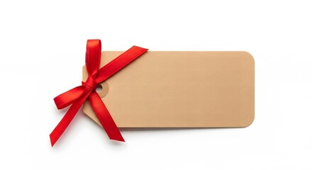 Blank Gift Tag with Red Ribbon Perfect for Personalization and Adding a Special Touch