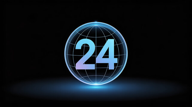 Countdown timer showing 24 hours left in a glowing digital sphere on a dark background, indicating limited time offer or special event promotion