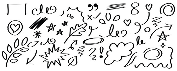 Black White Leaf Doodles, Hand Drawn Nature Icons, Botanical Sketch Art Set [Converted]