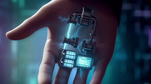 UNA MANO TECNOLOGICA LUCCHETTO INTERATTIVO