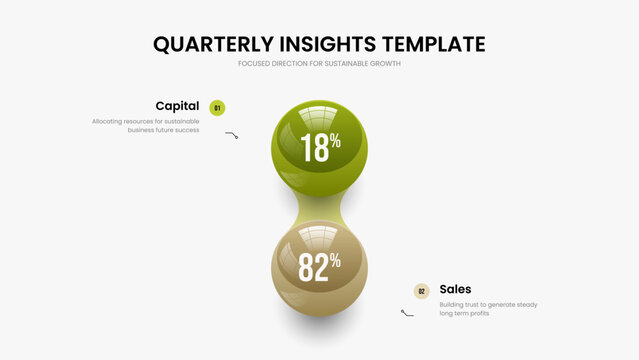 Professional Introduction 2 Step Graph Slideshow Layout. Project Insight Two Option Diagram Slide Template. Financial Launch Frame Design Vector Illustration. - Powered by Adobe