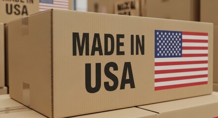 The combination of the USA flag and the "MADE IN USA" label clearly indicates domestic production on the cardboard packaging.