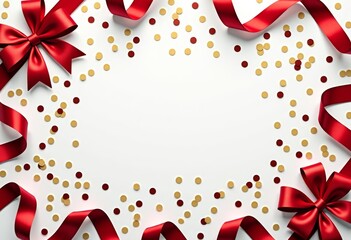 Pattern of festive ribbons and confetti, New Year celebration aesthetic