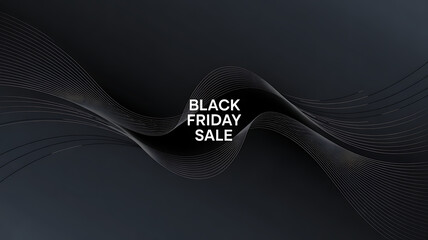 Black friday sale banner with abstract dark wave and dot pattern, perfect for advertising, social media, and marketing campaigns to attract customers