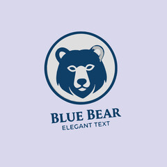 Modern Minimalist blue bear Logo Design with Elegant Text.eps