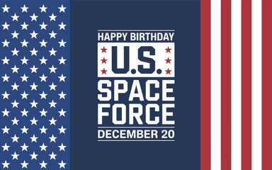 Happy Birthday U.S. Space Force December 20 American Flag Background Vector Graphic Design Template for Anniversary Events © Zander