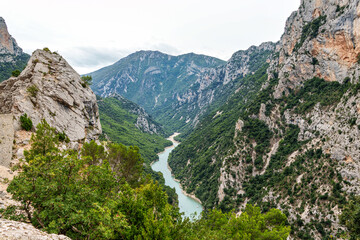 Verdon Gorge, Gorges du Verdon in French Alps, Provence, France. Amazing landscape of the famous canyon