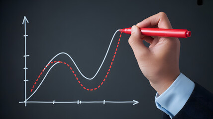 Professional analyzes financial data, drawing growth charts for business strategy, showing market trends and opportunities, perfect for presentations or reports