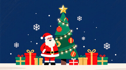 Santa Claus Presents Gifts During Christmas Celebration