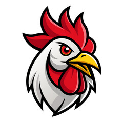 Aggressive rooster head mascot logo Vector, illustration