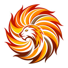 Dynamic fiery lion head logo and mane Vector, illustration