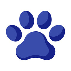 Stylized blue animal paw print icon Vector, illustration